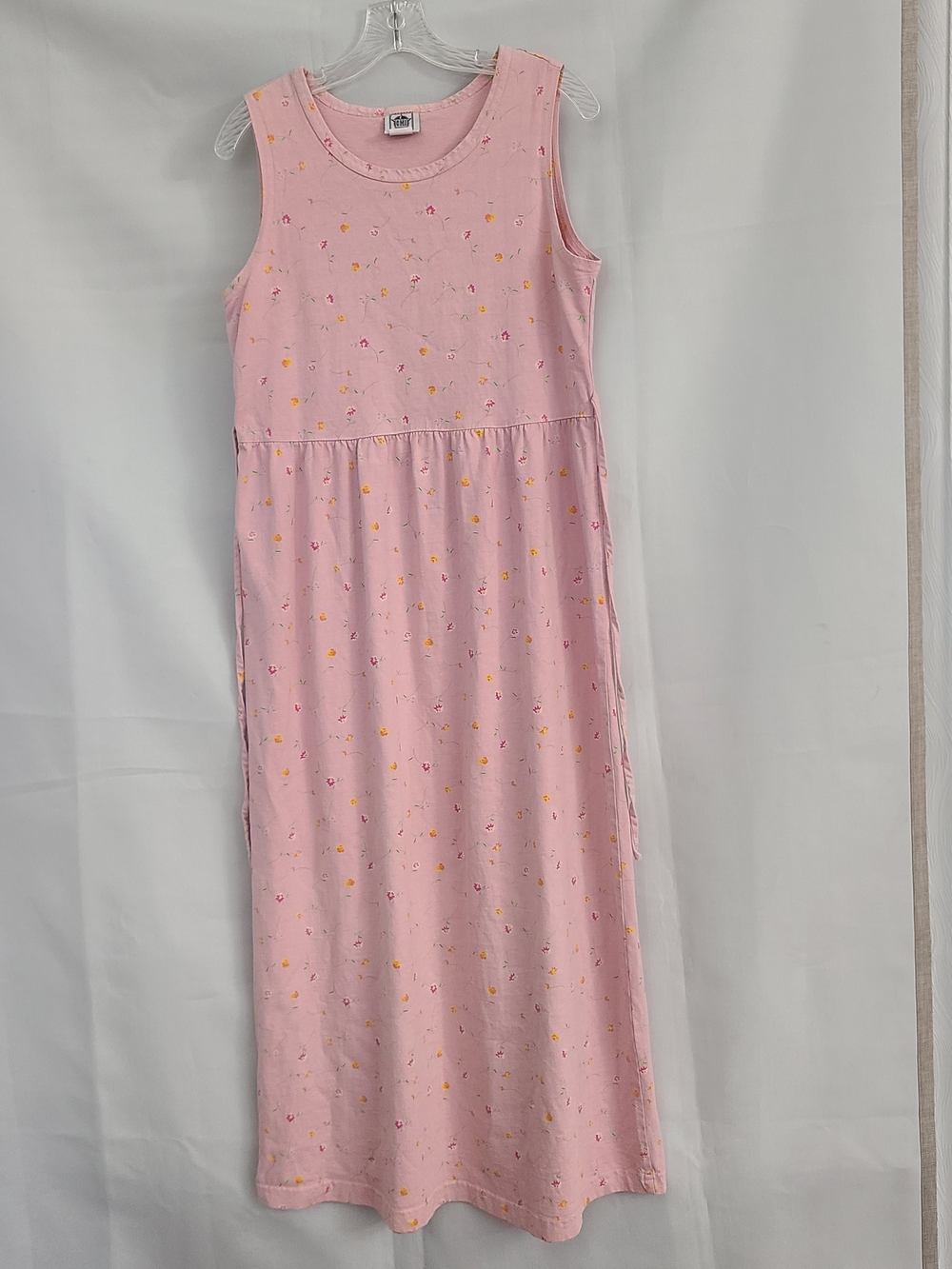 Vintage CMI M Pink Ditsy Floral Stretchy Cottagecore Modest Cotton Maxi Dress
